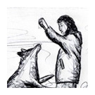 Frau mit Hund (Kugelschreiber)